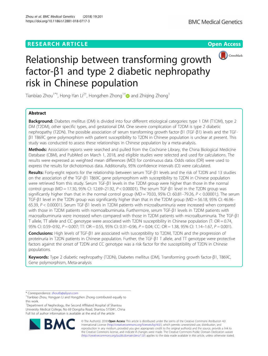 Relationship Between Transforming Growth Factor-Β1 and Type 2 Diabetic