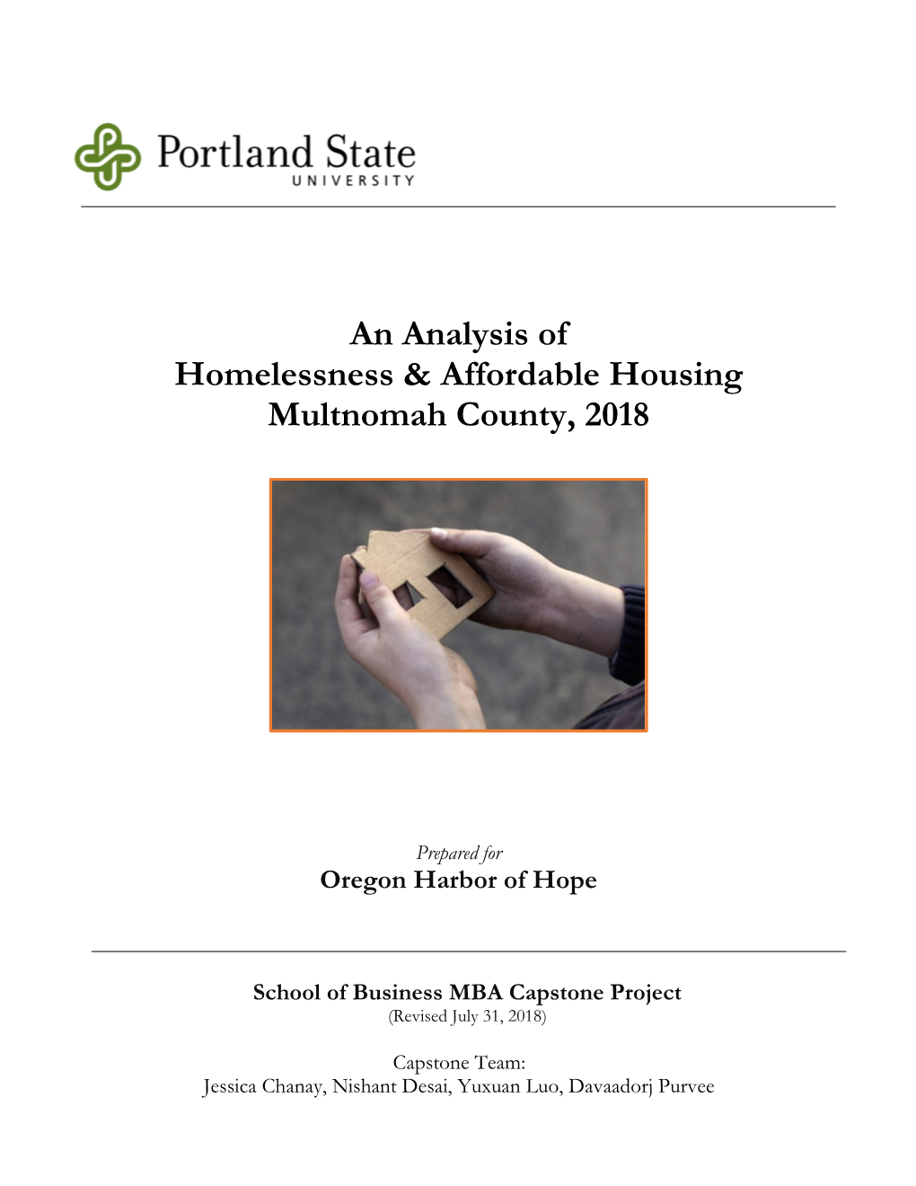 An Analysis of Homelessness & Affordable Housing Multnomah