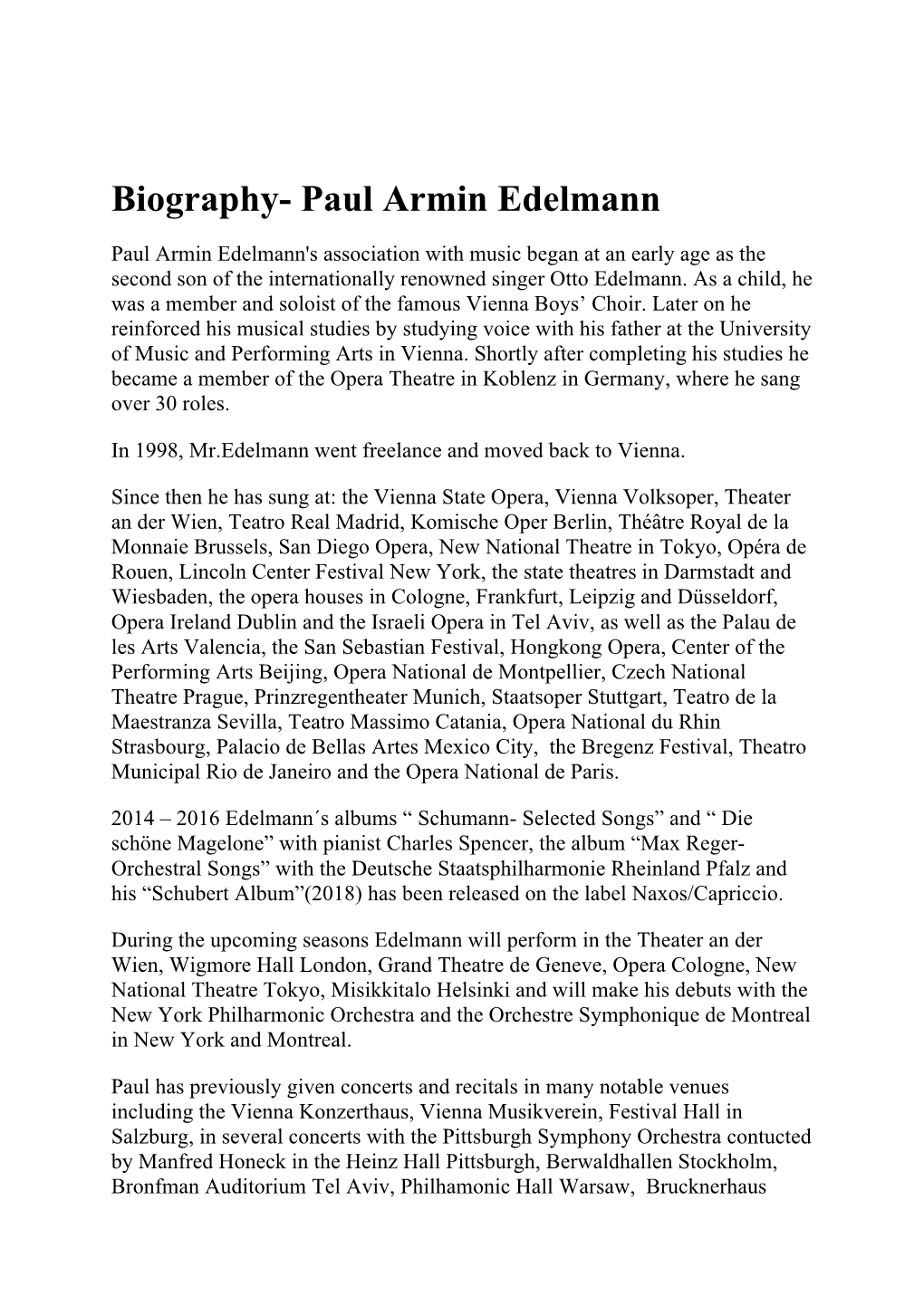 Biography- Paul Armin Edelmann