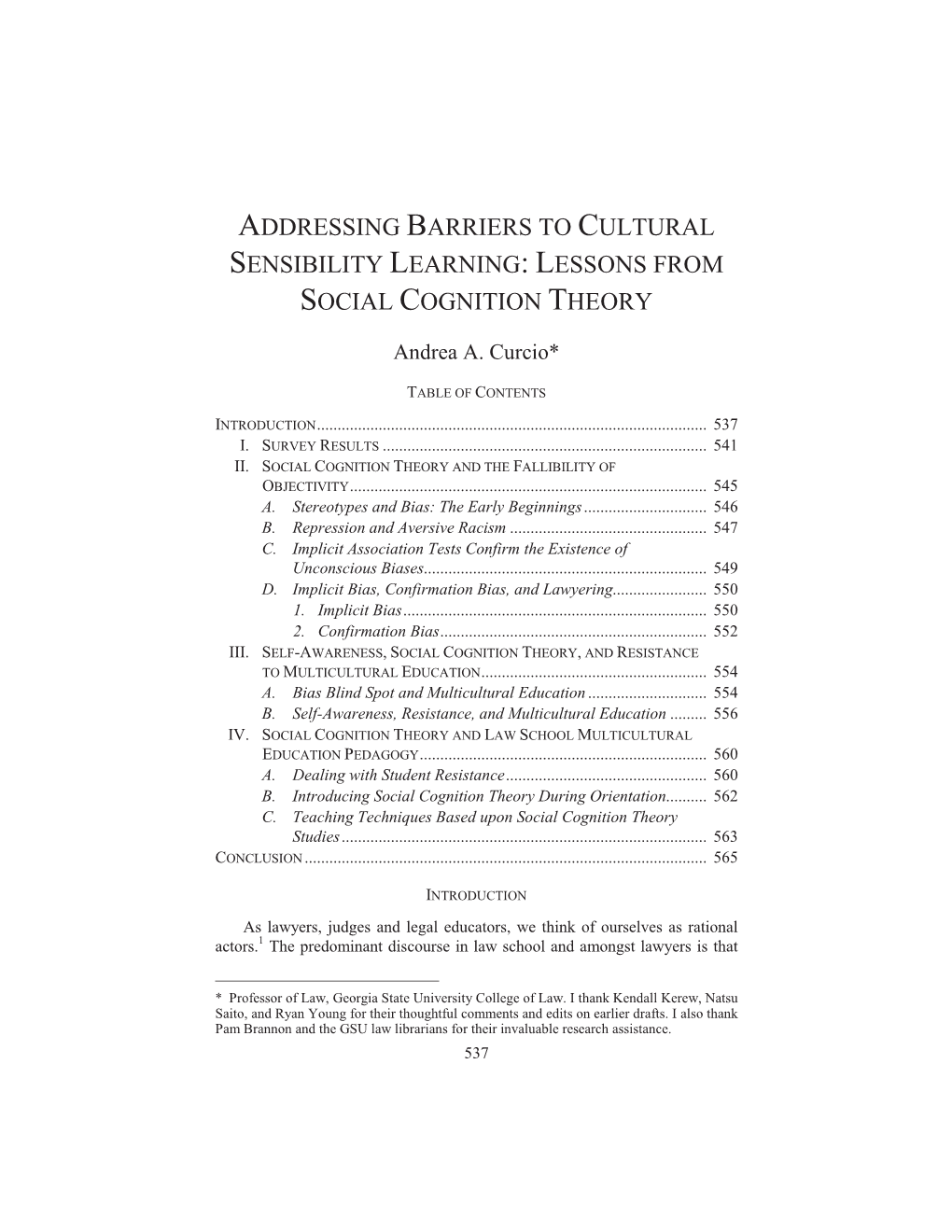 Addressing Barriers to Cultural Sensibility Learning: Lessons from Social Cognition Theory