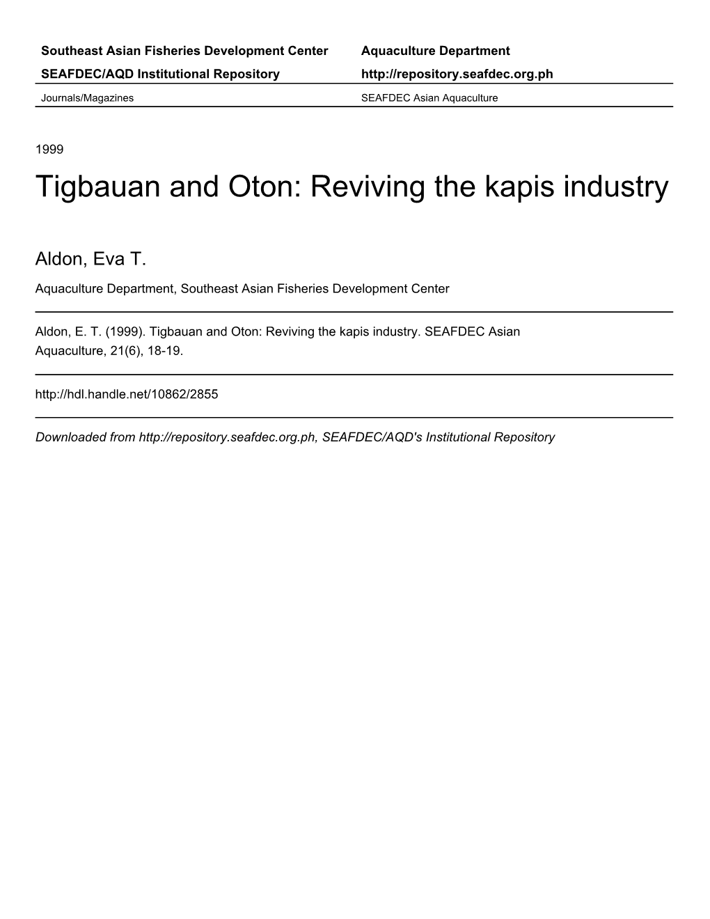 Tigbauan and Oton: Reviving the Kapis Industry