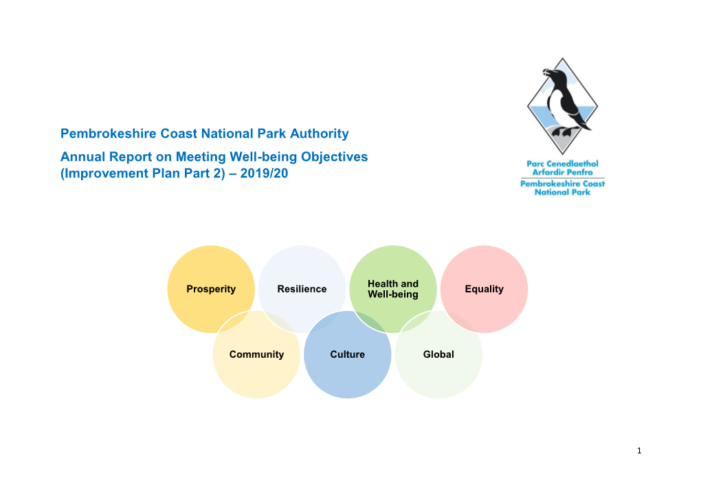 Pembrokeshire Coast National Park Authority Annual Report on Meeting Well-Being Objectives (Improvement Plan Part 2) – 2019/20