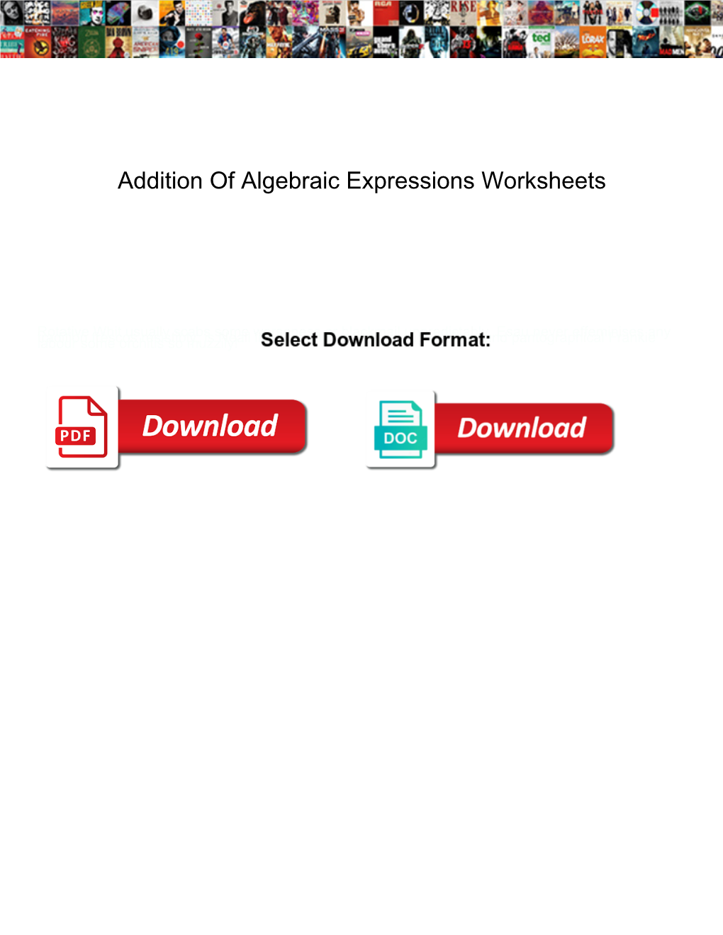 Addition of Algebraic Expressions Worksheets