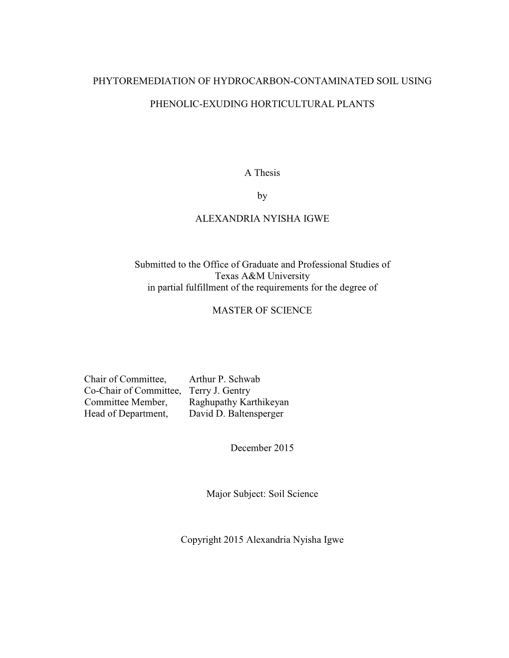 Phytoremediation of Hydrocarbon-Contaminated Soil Using