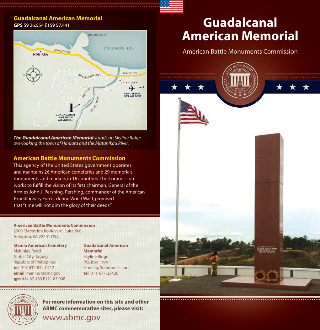 Brochure: Gudalcanal American Memorial