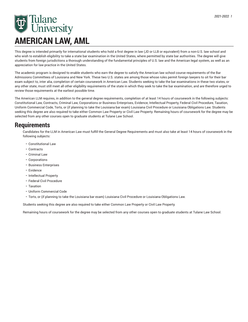 American Law, Aml