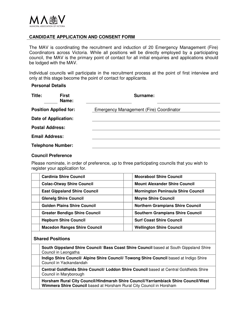 Candidate Application and Consent Form