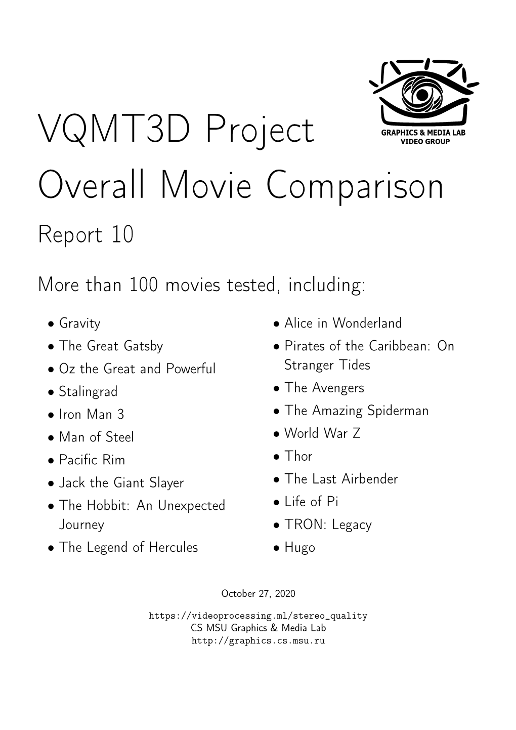 VQMT3D Project Overall Movie Comparison Report 10