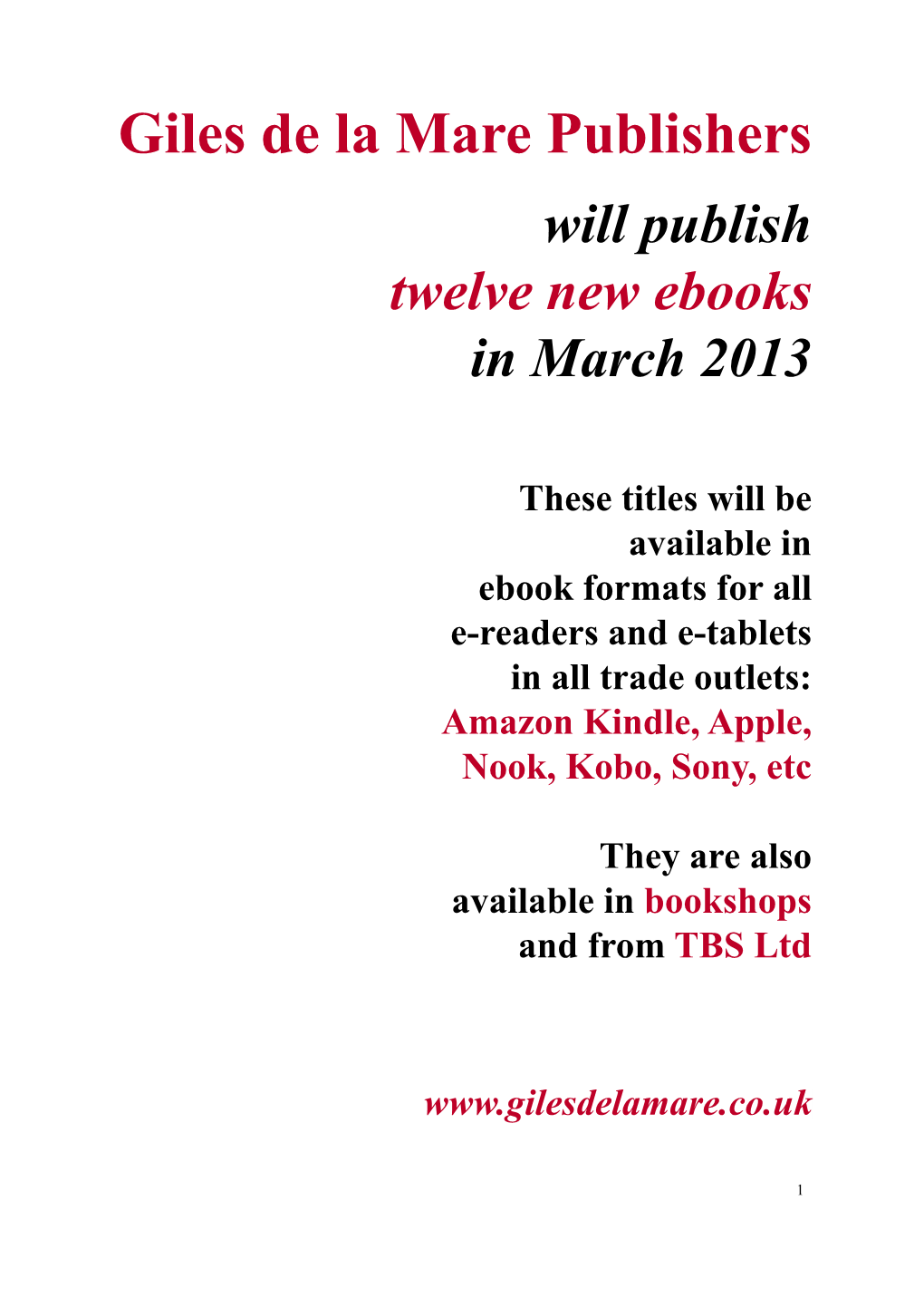 Ebooks in March 2013