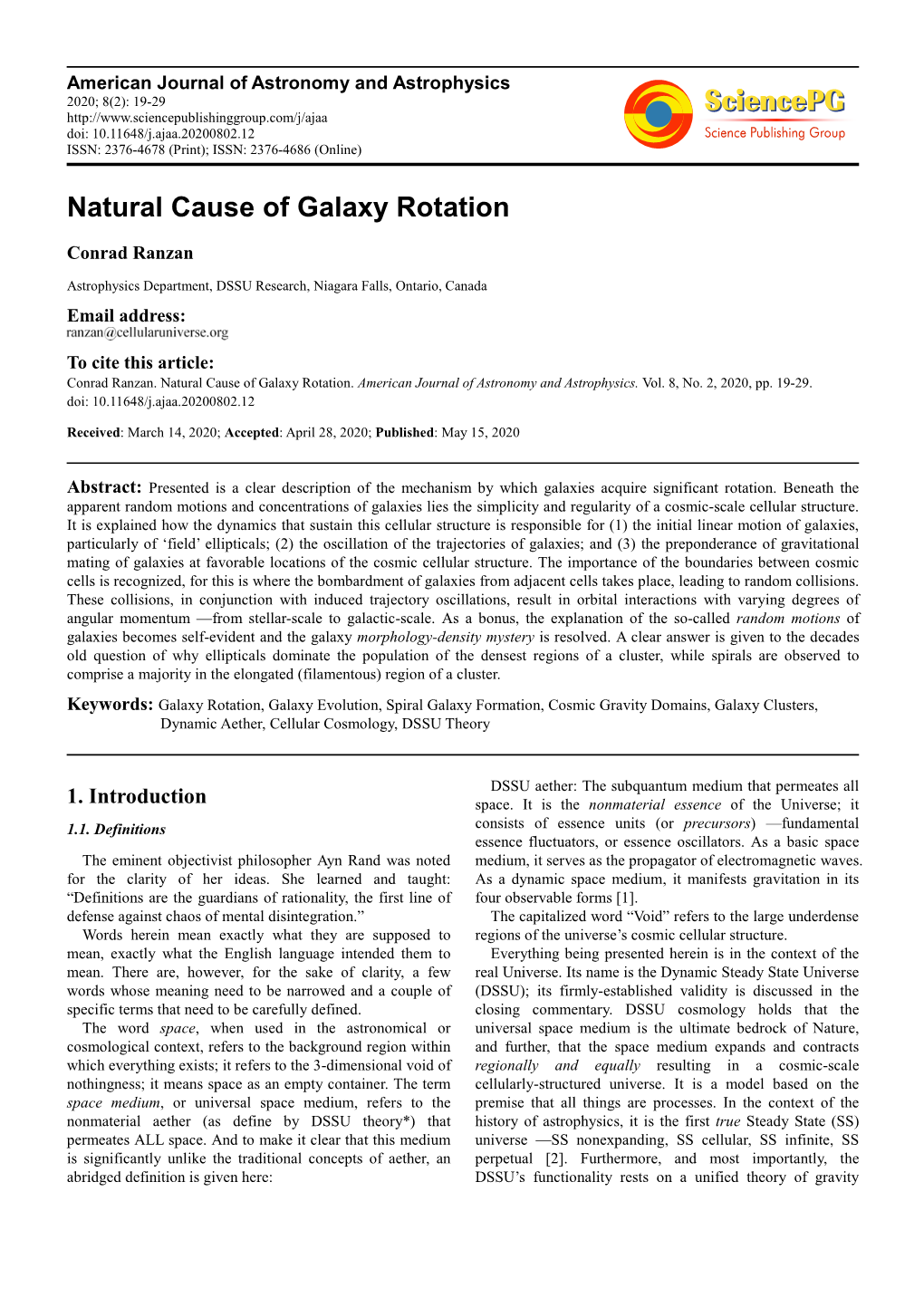 Natural Cause of Galaxy Rotation