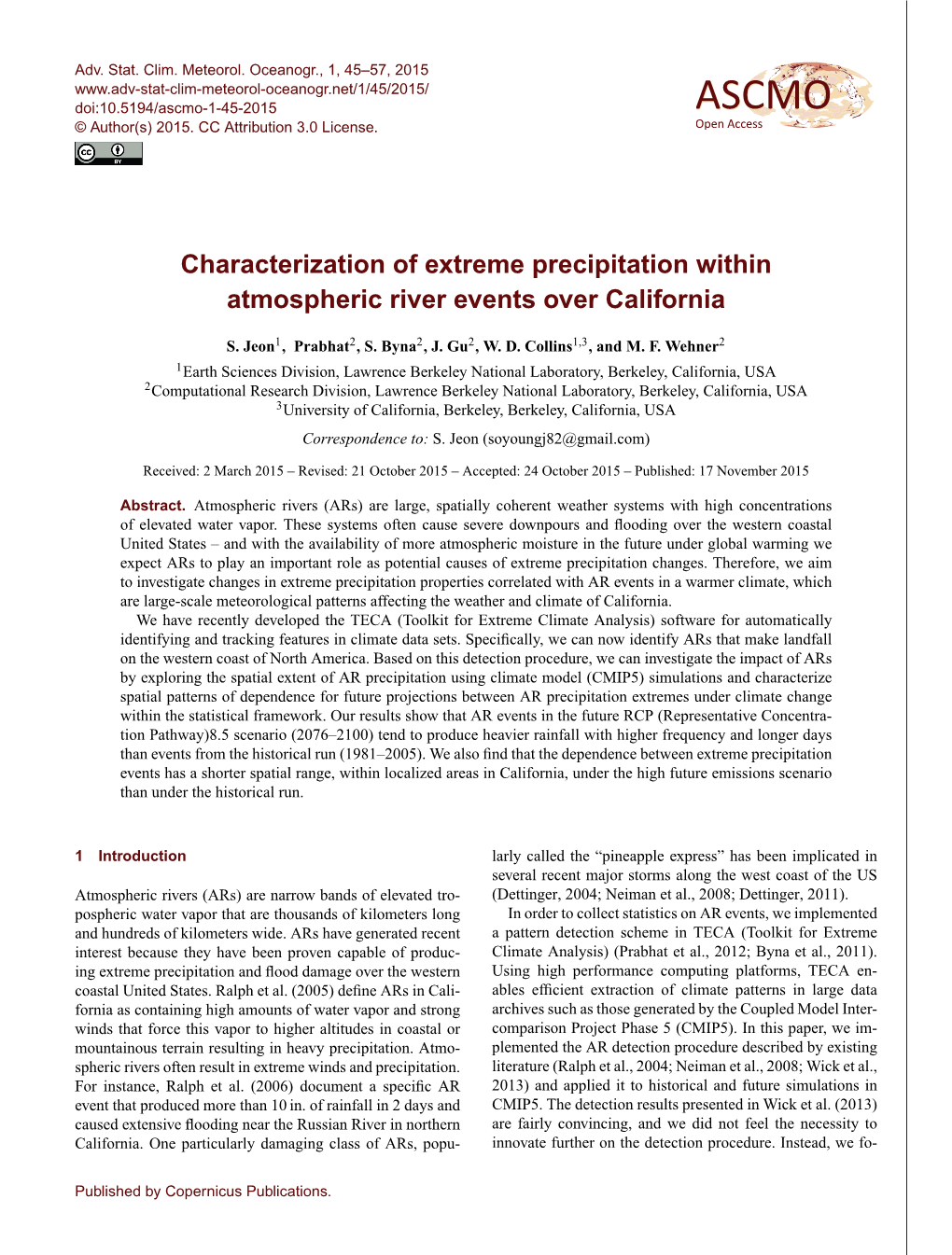 Characterization of Extreme Precipitation Within Atmospheric River Events Over California