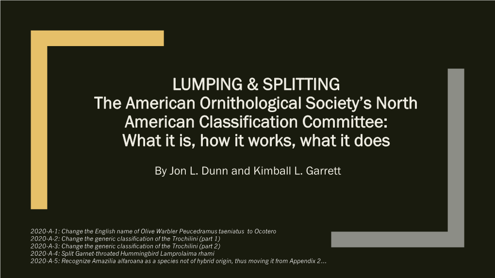 Lumping & Splitting the American