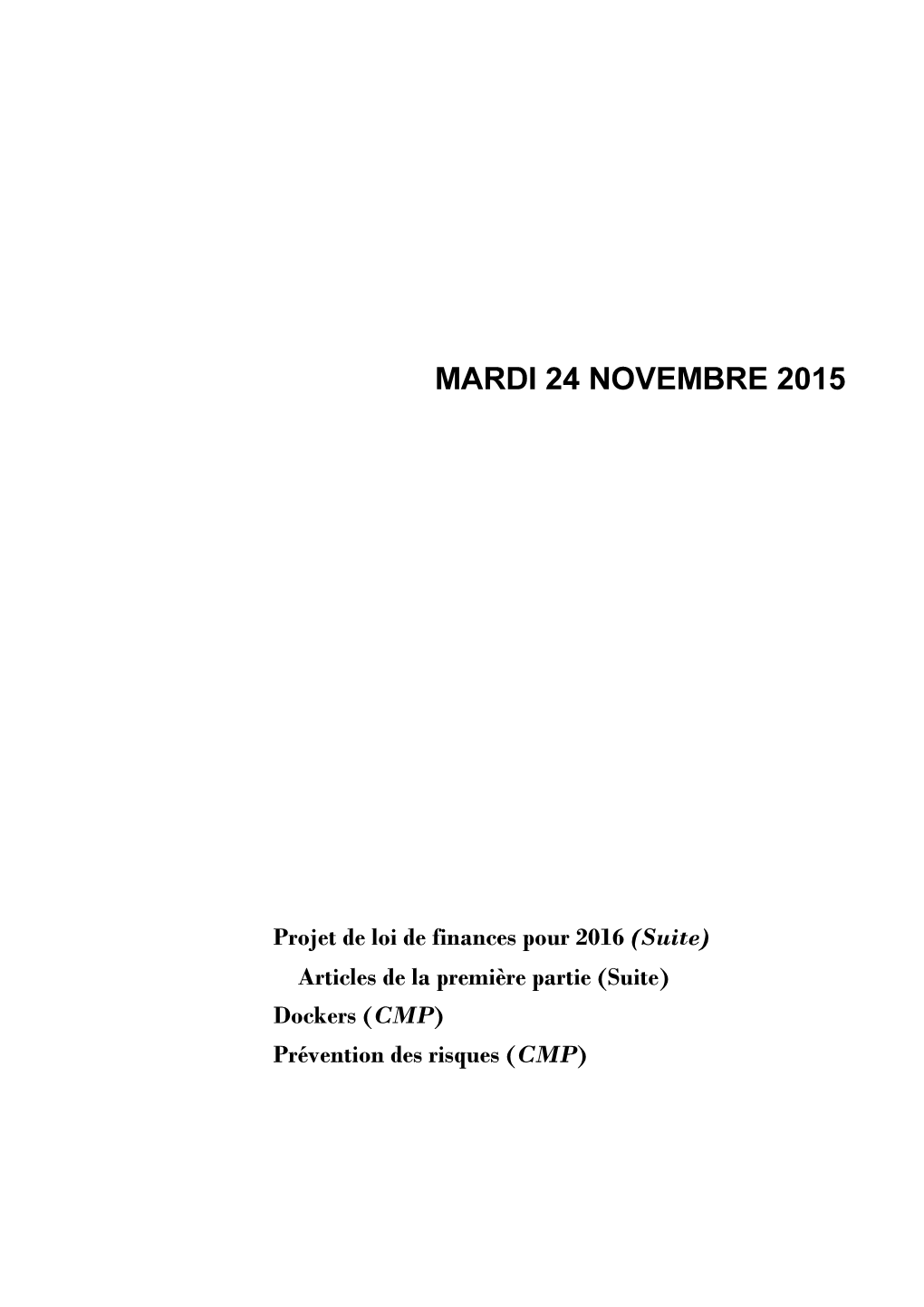 Mardi 24 Novembre 2015