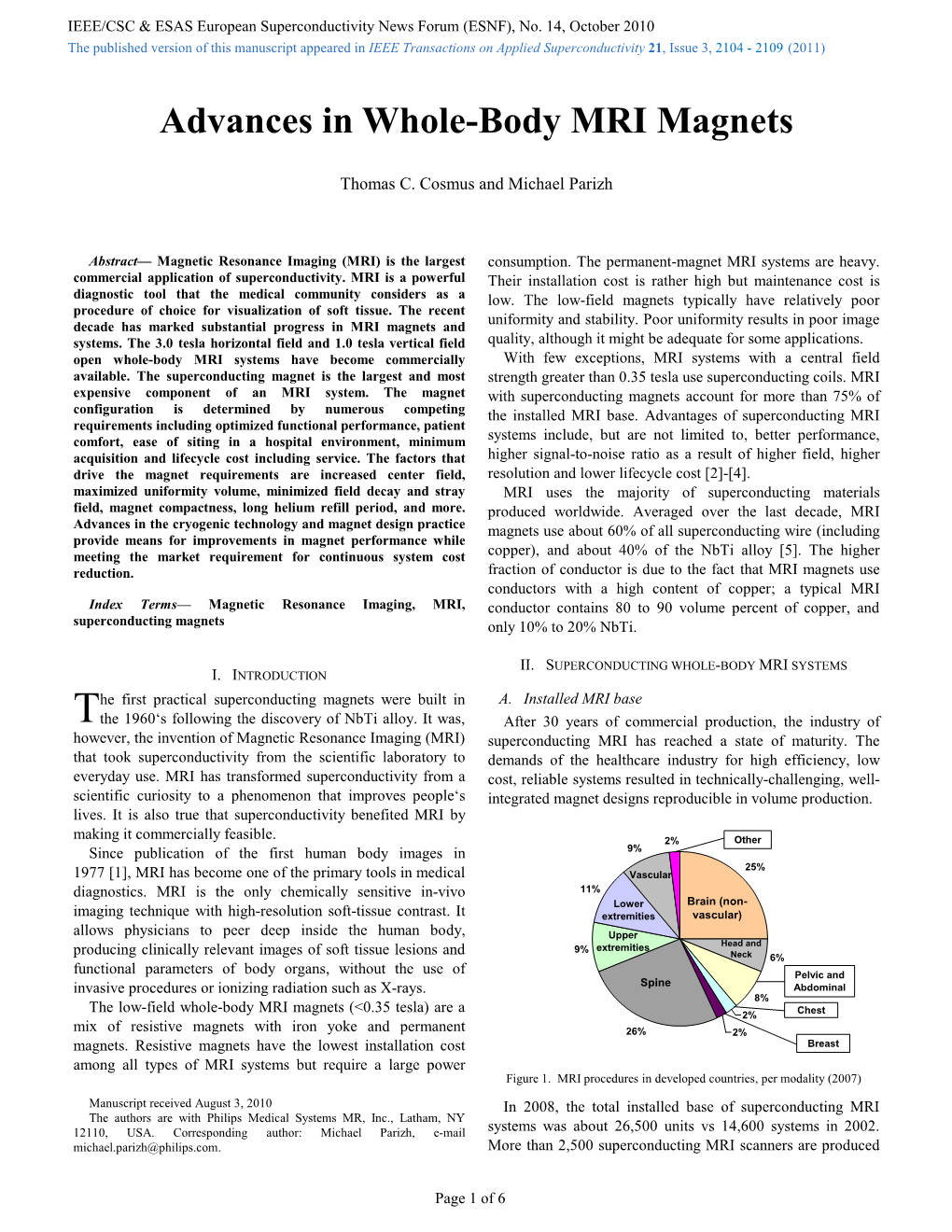 Advances in Whole-Body MRI Magnets