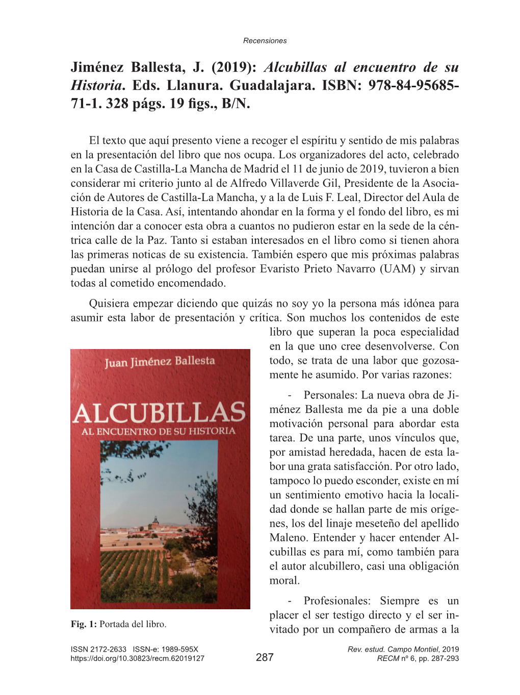 Jiménez Ballesta, J. (2019): Alcubillas Al Encuentro De Su Historia