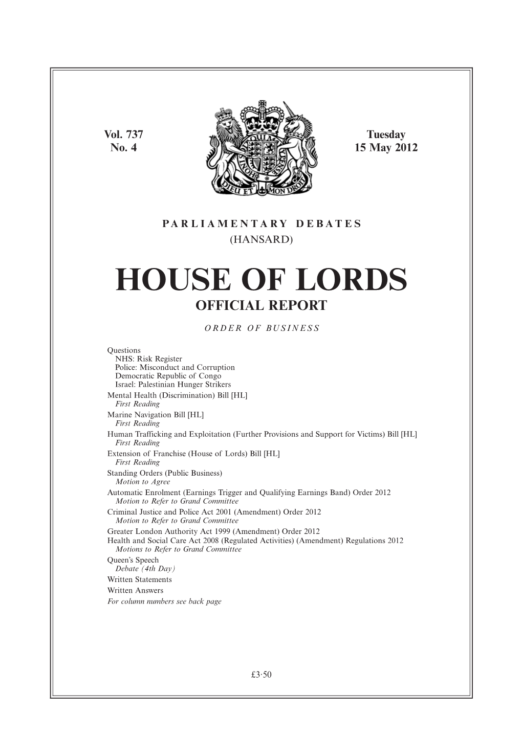 House of Lords Official Report