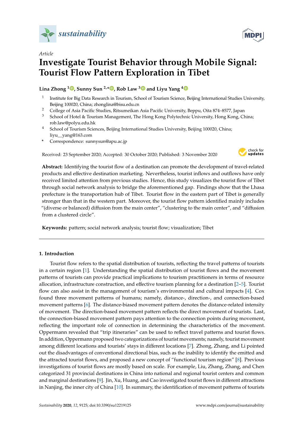 Tourist Flow Pattern Exploration in Tibet