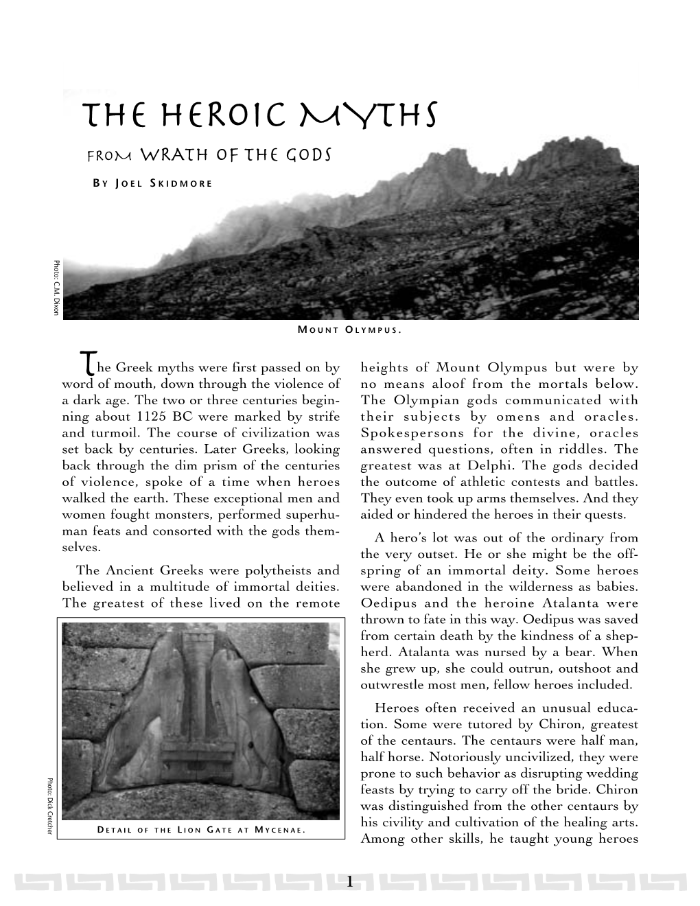 The Heroic Myths from Wrath of the Gods