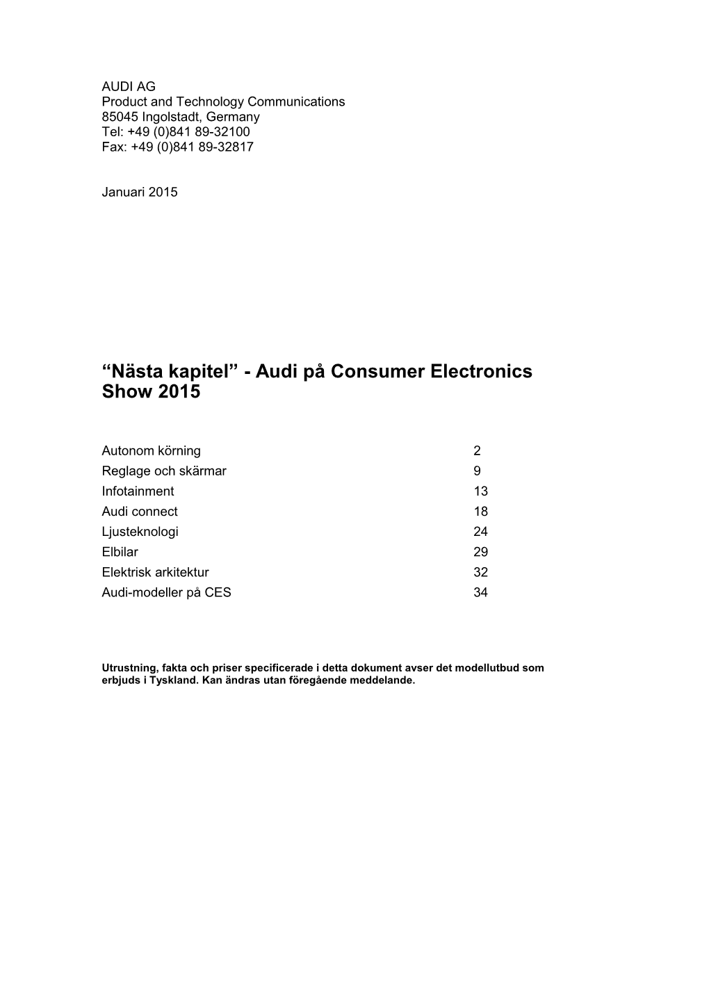 “Nästa Kapitel” - Audi På Consumer Electronics Show 2015