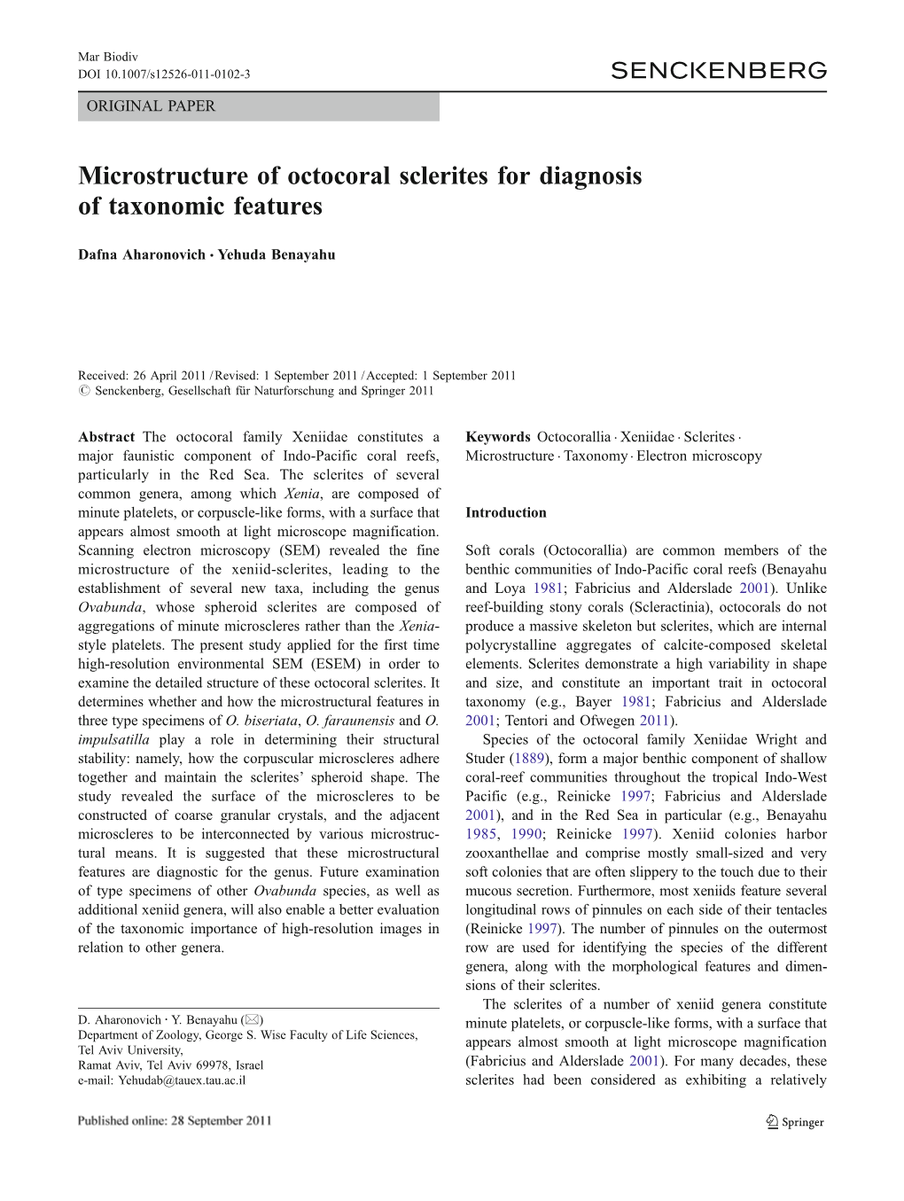 Microstructure of Octocoral Sclerites for Diagnosis of Taxonomic Features