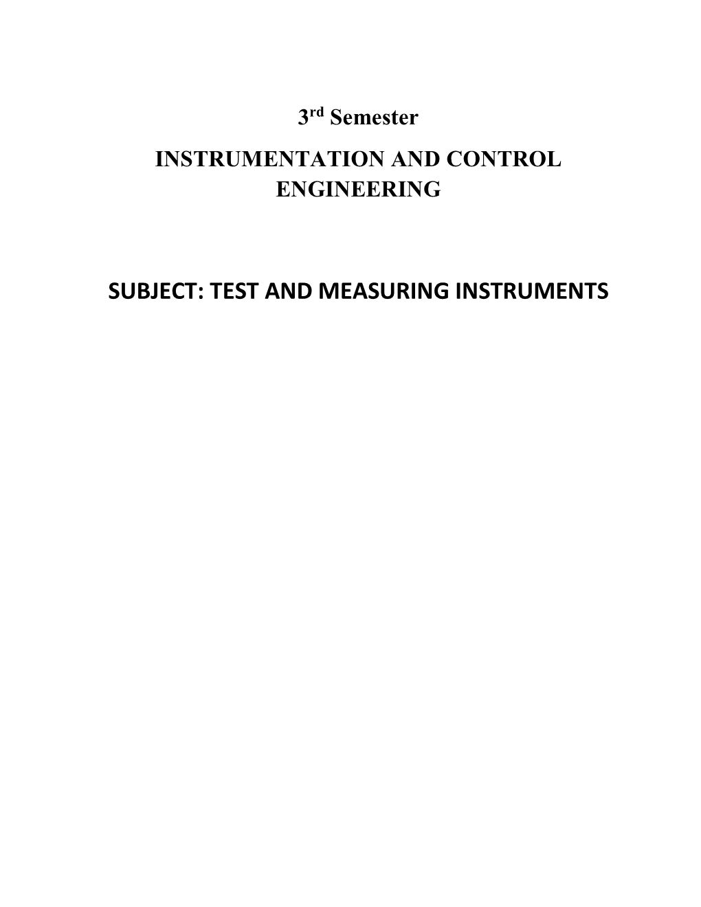 Test and Measuring Instruments