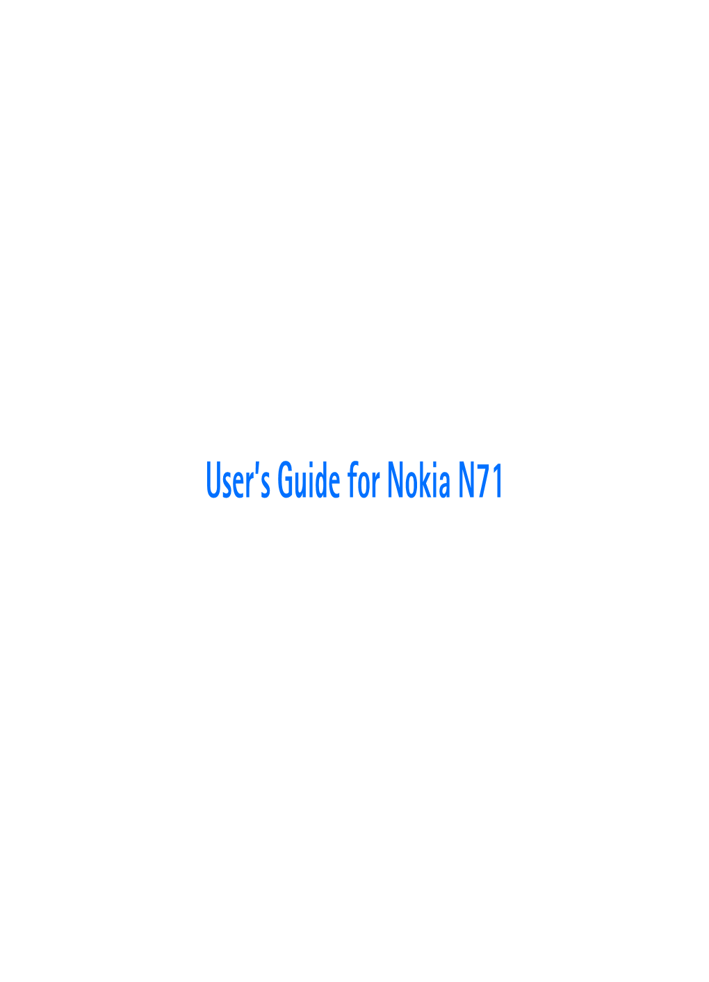 User's Guide for Nokia