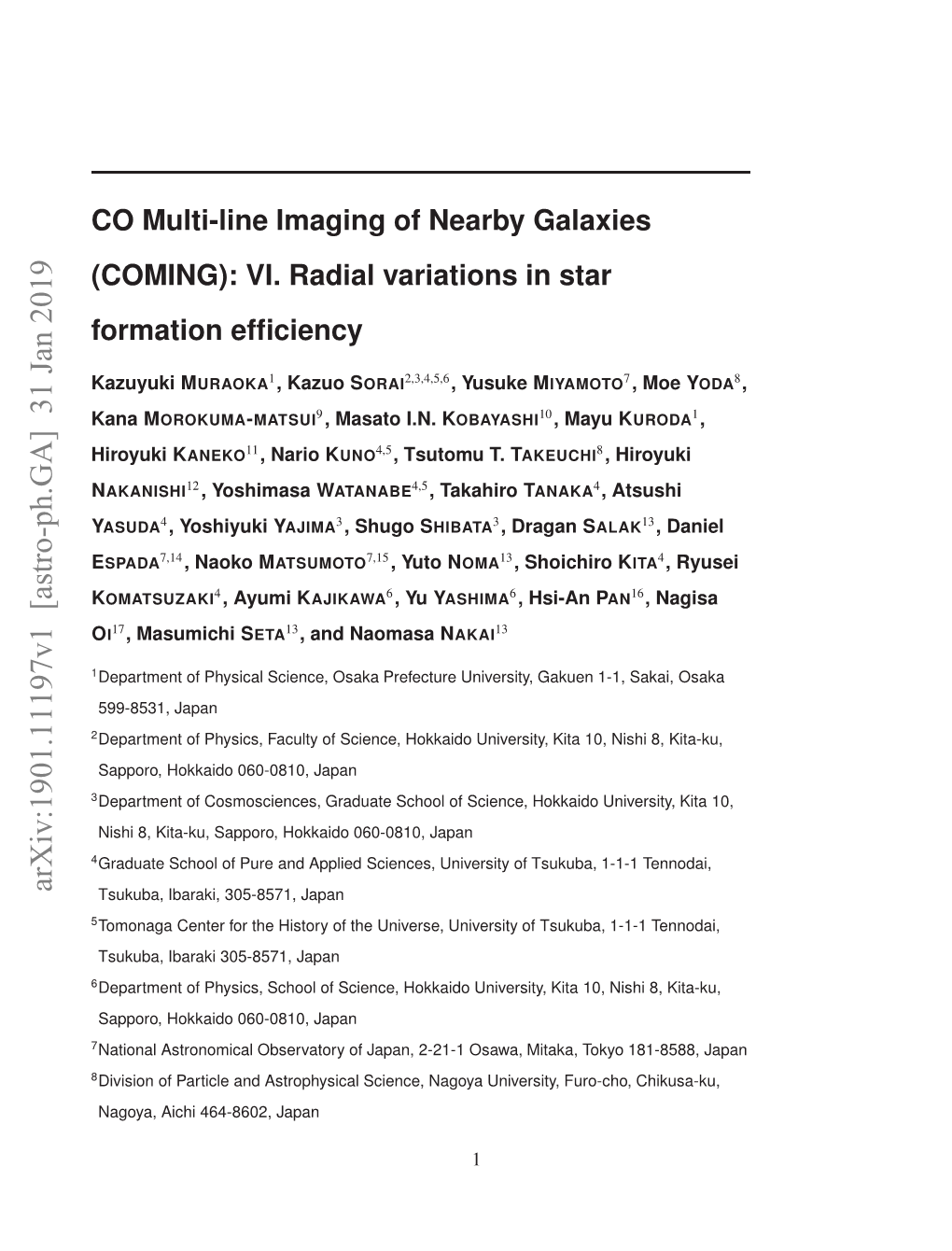 (COMING). VI. Radial Variations in Star Formation Efficiency