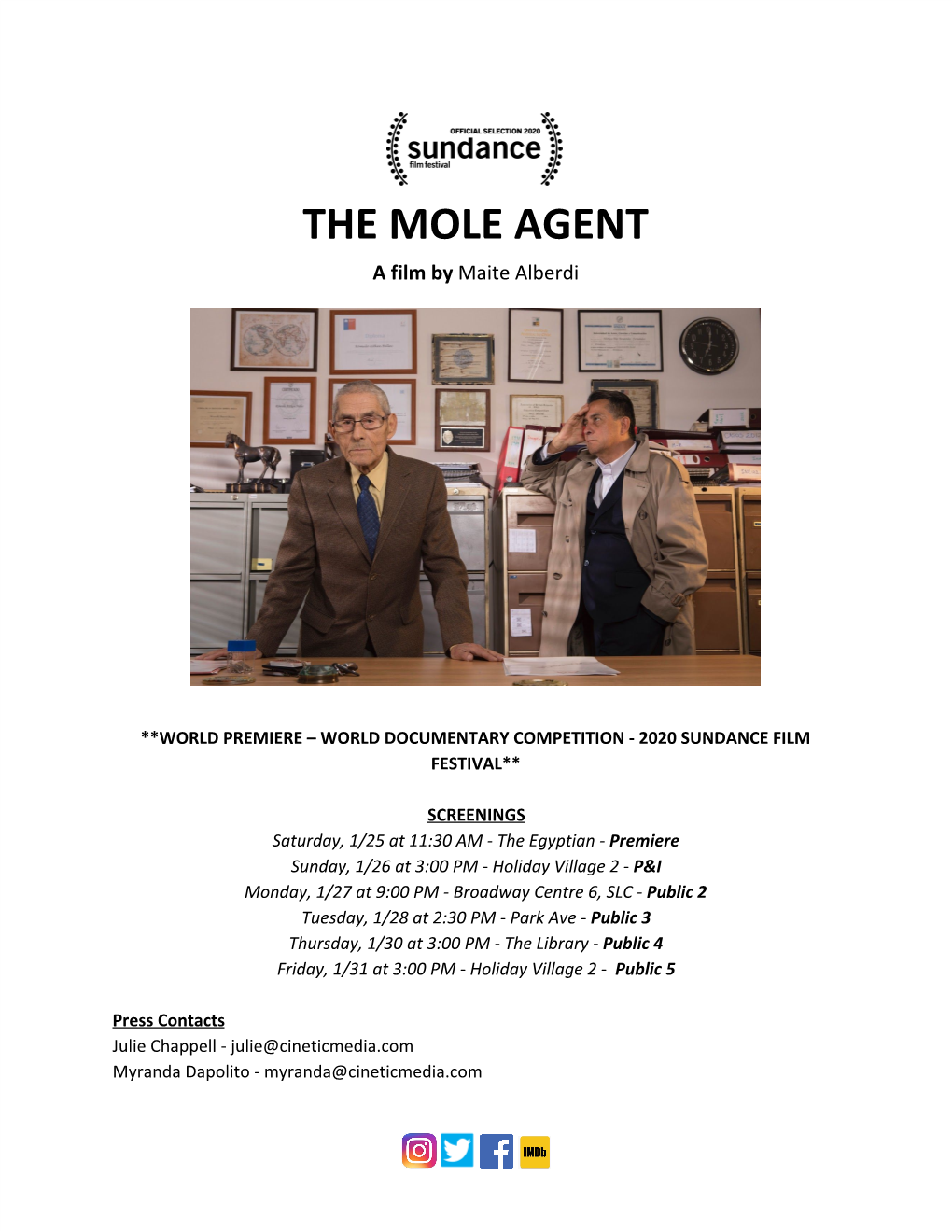 THE MOLE AGENT a Film by Maite Alberdi ​