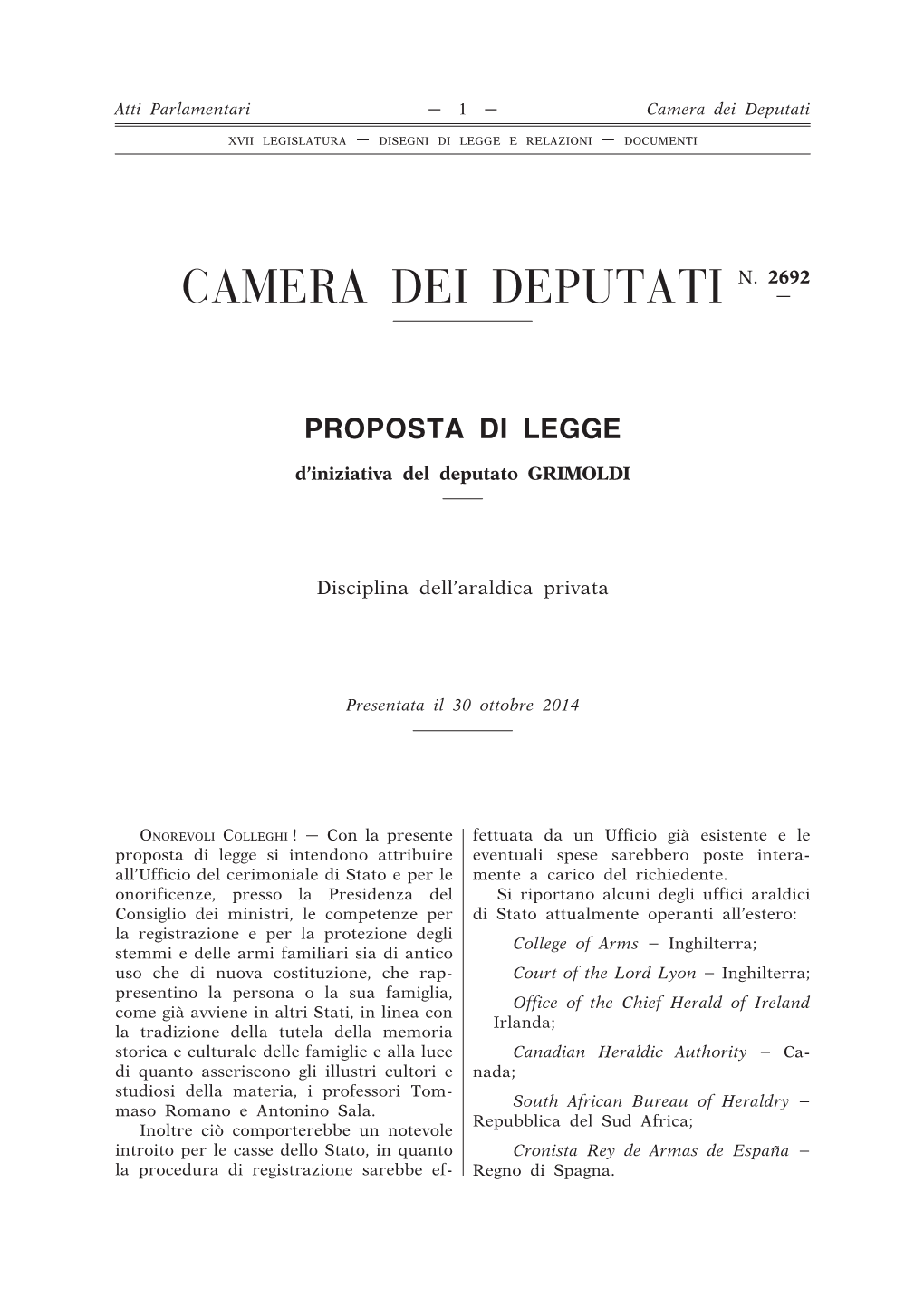 2692 Camera Dei Deputati —