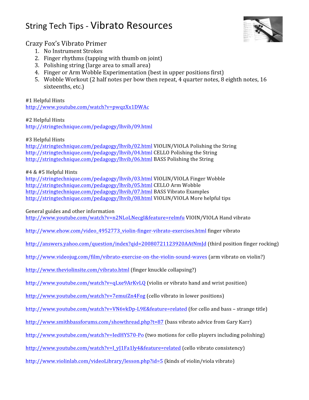 String Tech Tips -‐ Vibrato Resources