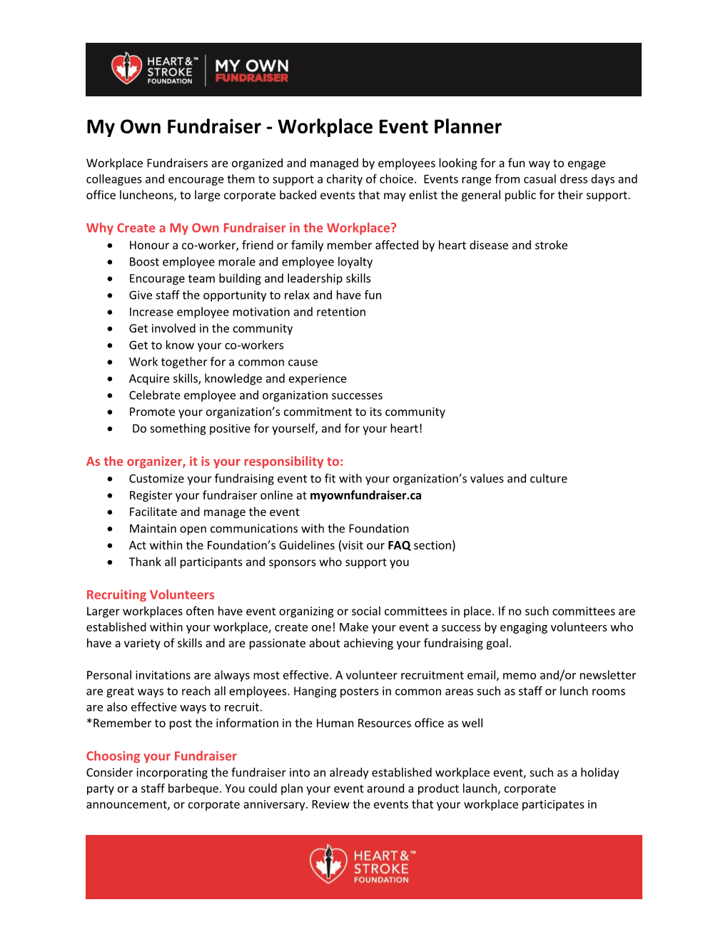 My Own Fundraiser - Workplace Event Planner