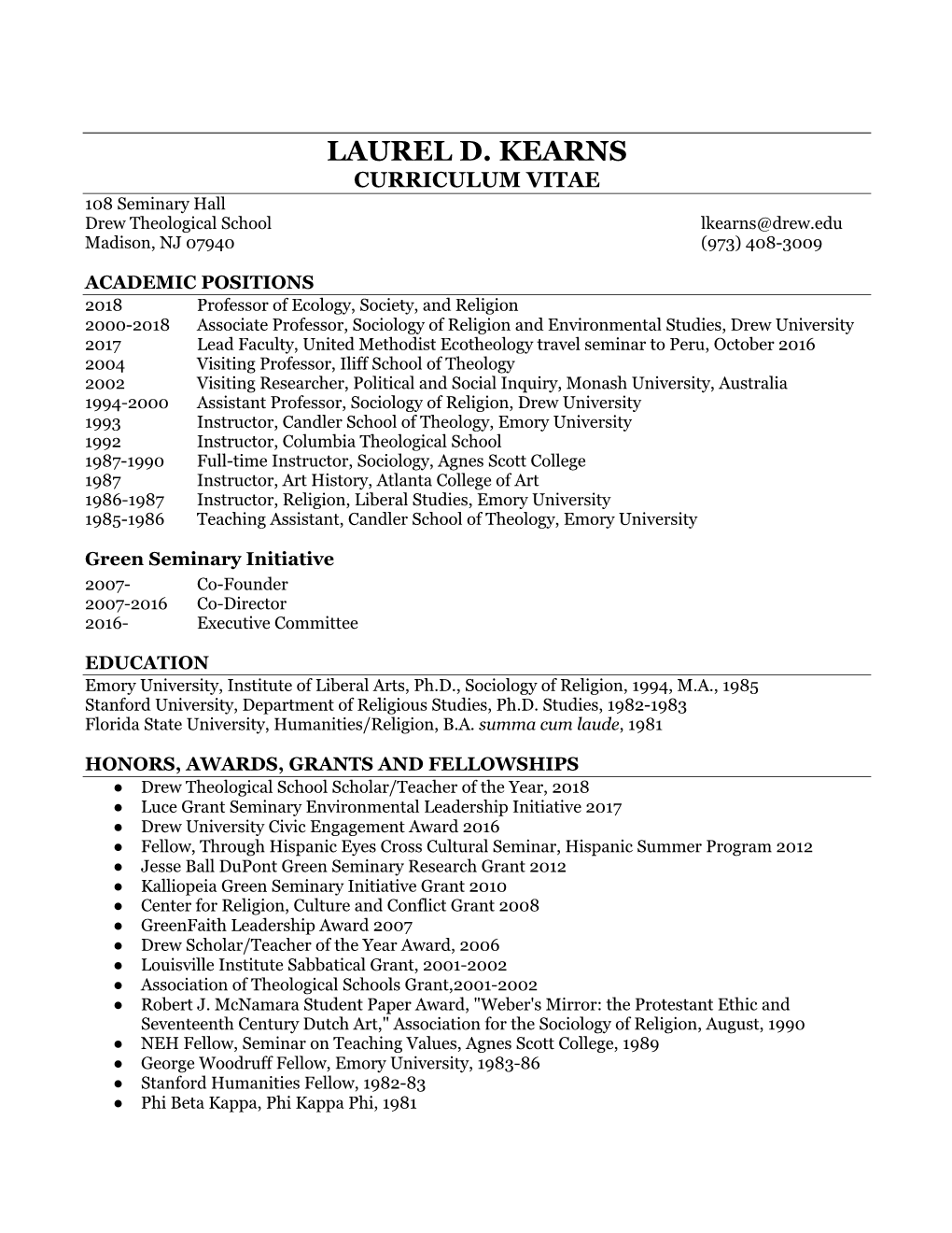 Laurel D. Kearns CV