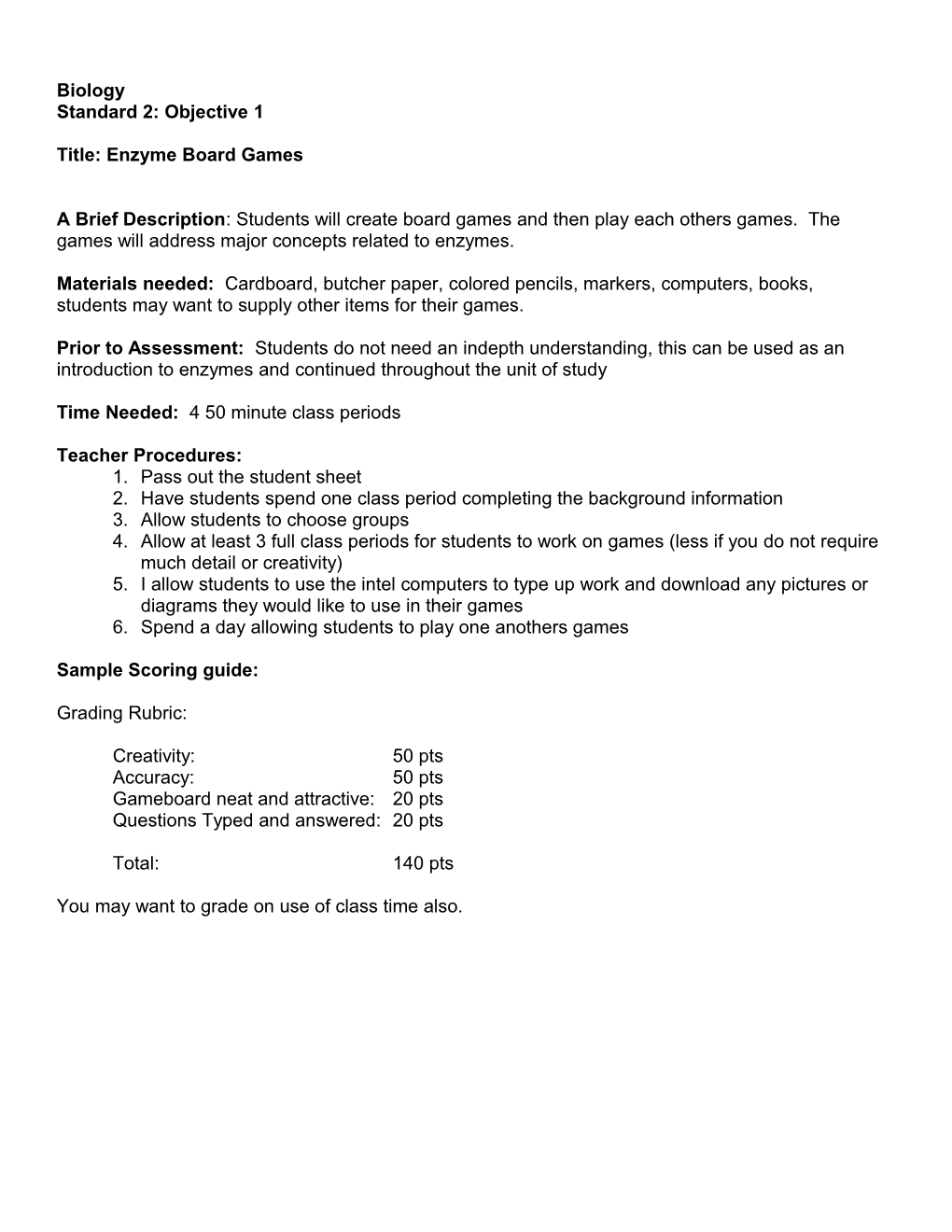 Enzyme Board Games