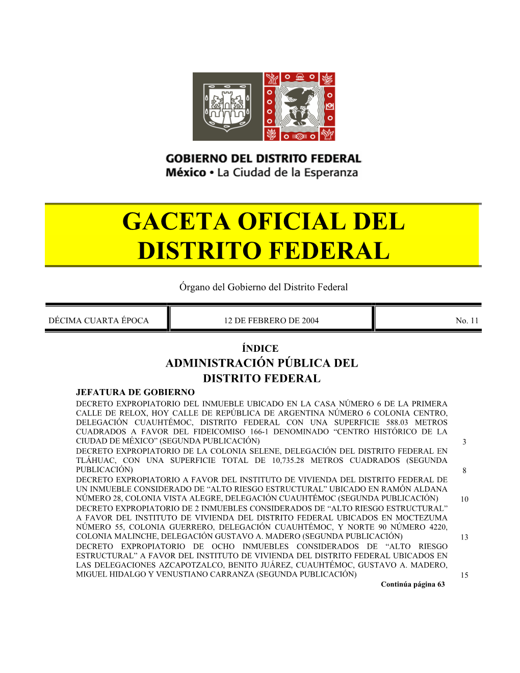 Gaceta Oficial Del Distrito Federal