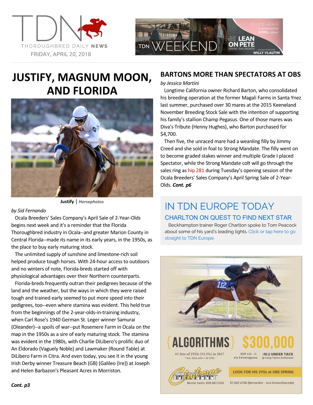 Justify, Magnum Moon, and Florida