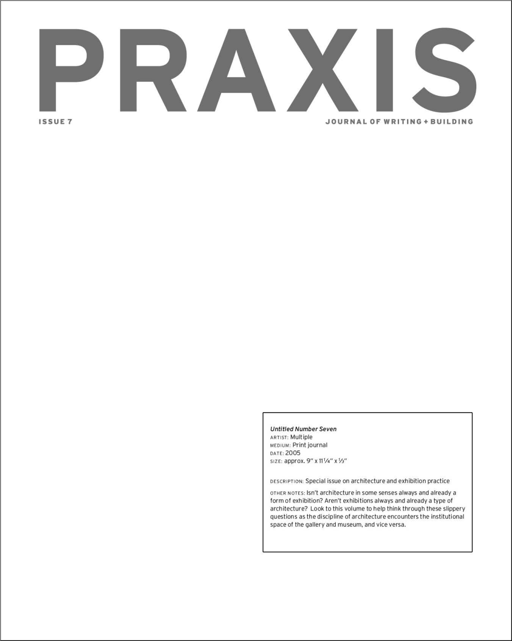 The Praxis Questionnaire for Architectural Curators