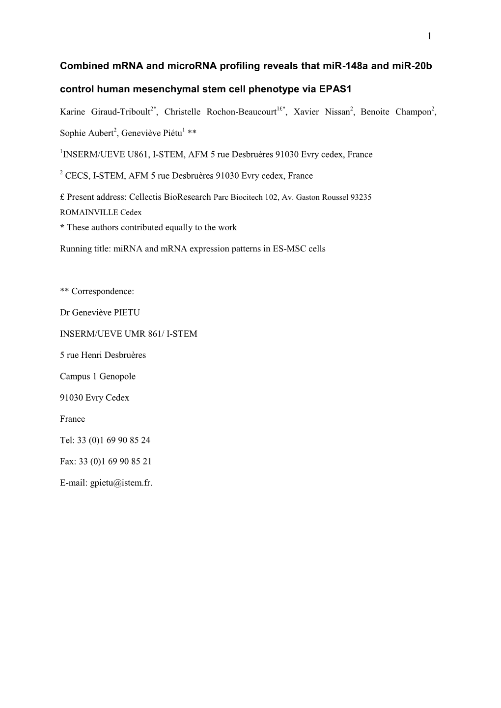 1 Combined Mrna and Microrna Profiling