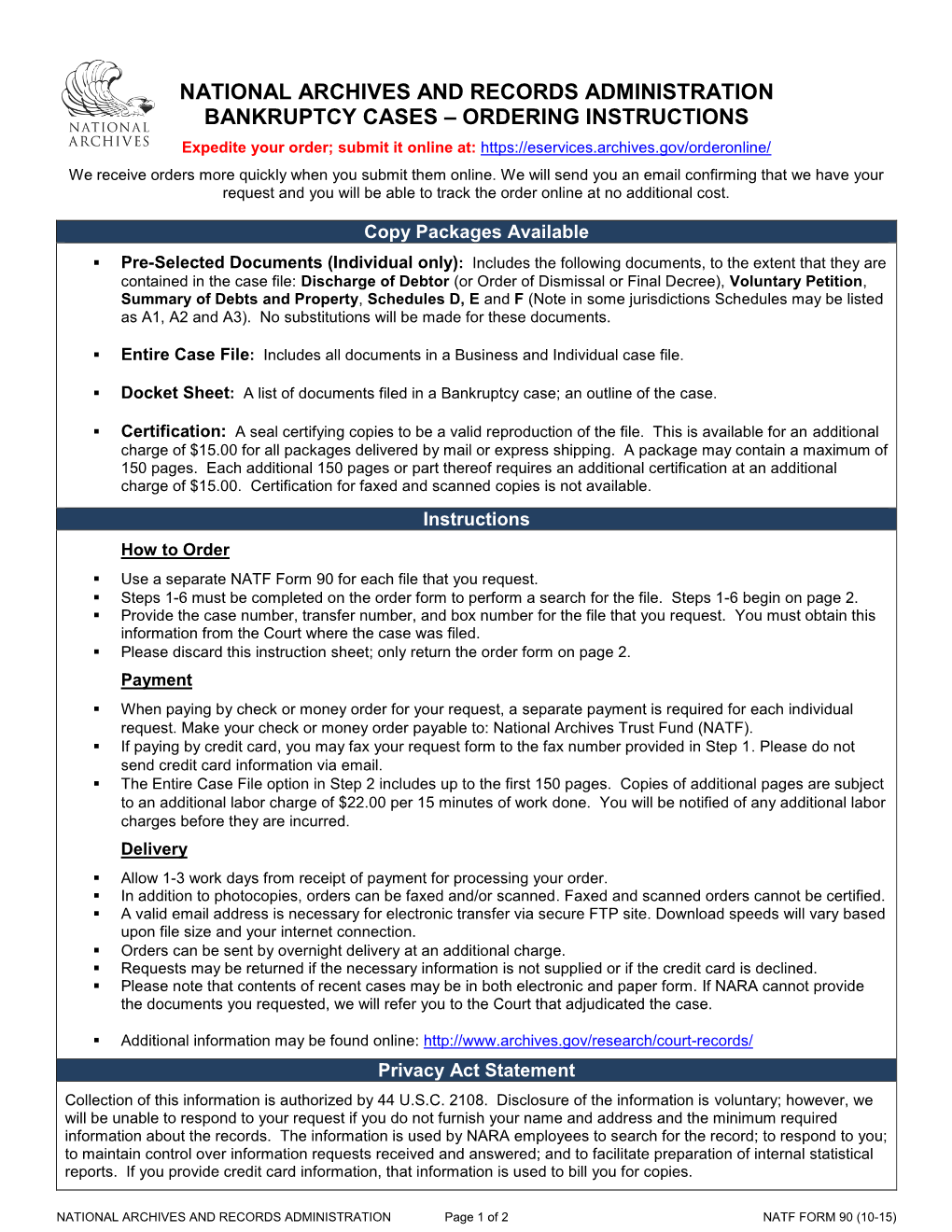 Bankruptcy Cases Court Order Form