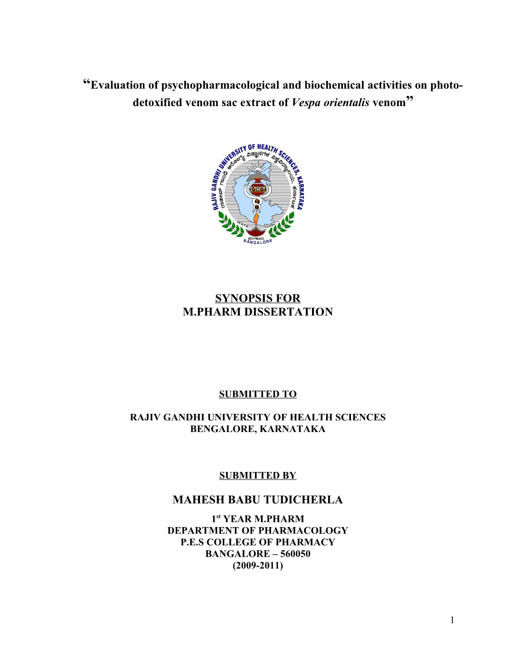 Evaluation of Psychopharmacological and Biochemical Activities on Photo-Detoxified Venom