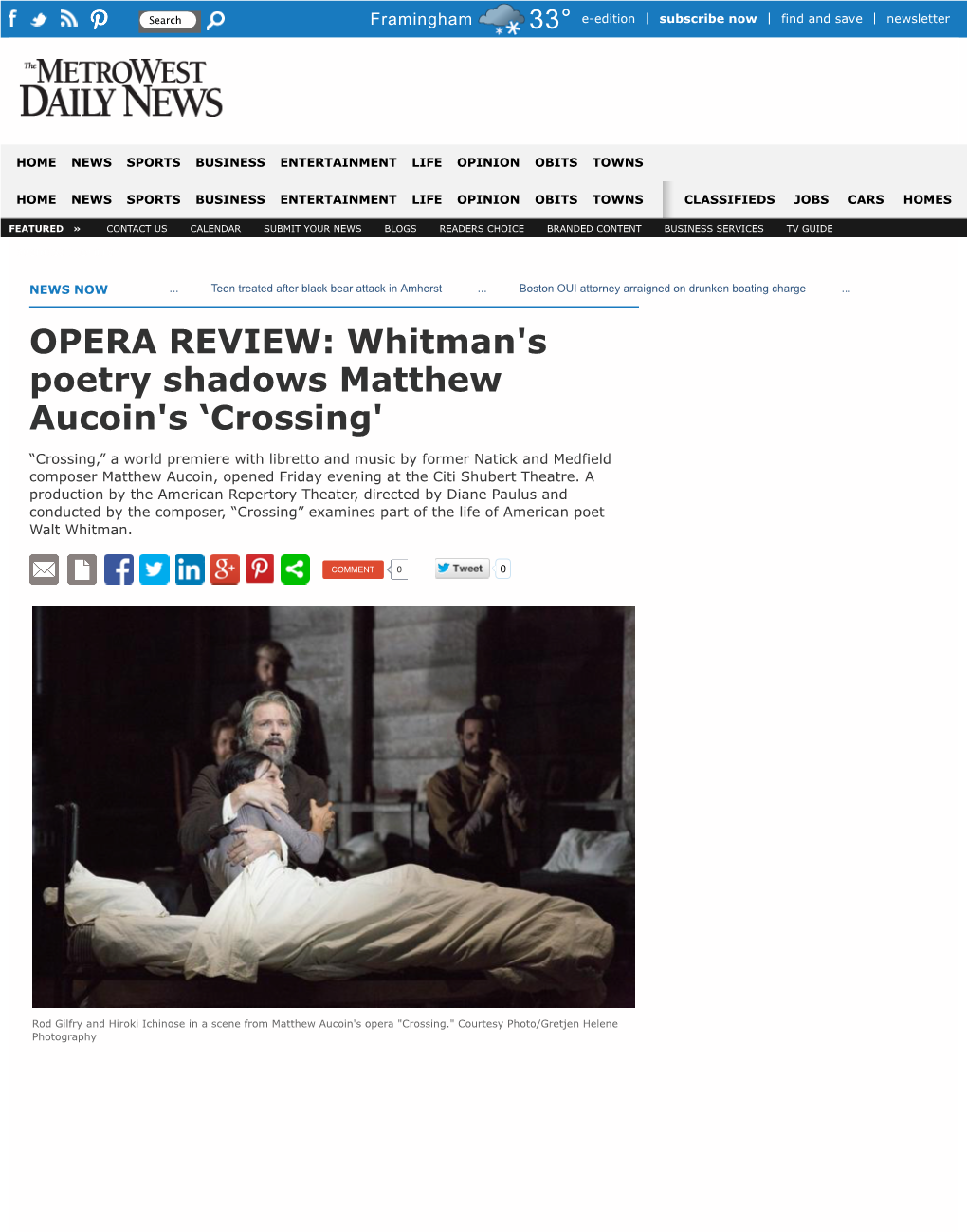 OPERA REVIEW: Whitman's Poetry Shadows Matthew Aucoin's ‘Crossing'