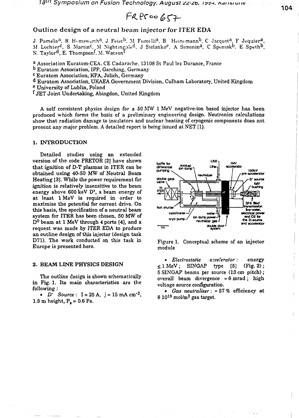 18In Symposium on Fusion Technology, August Zz-Zo. Tua-*. T\Ain,Iuuc