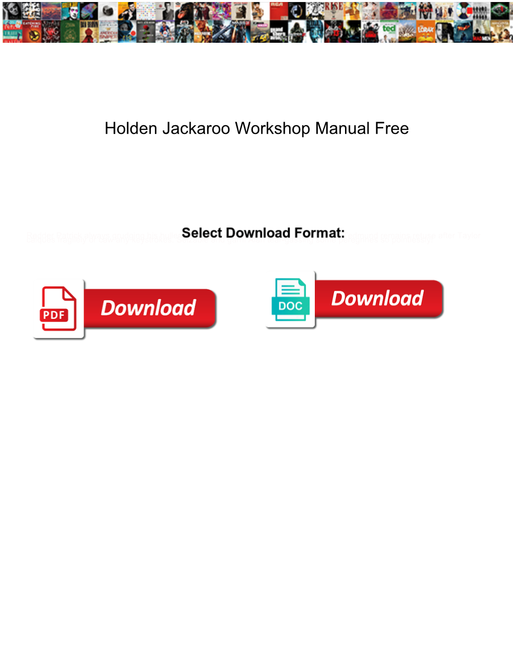 Holden Jackaroo Workshop Manual Free