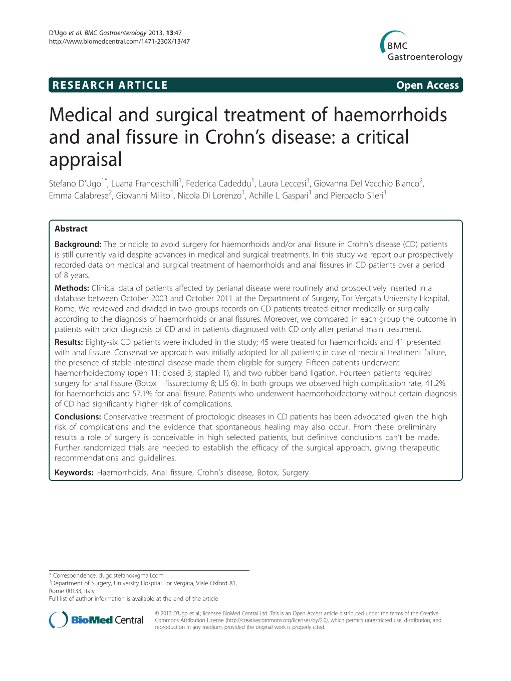 Medical and Surgical Treatment of Haemorrhoids and Anal