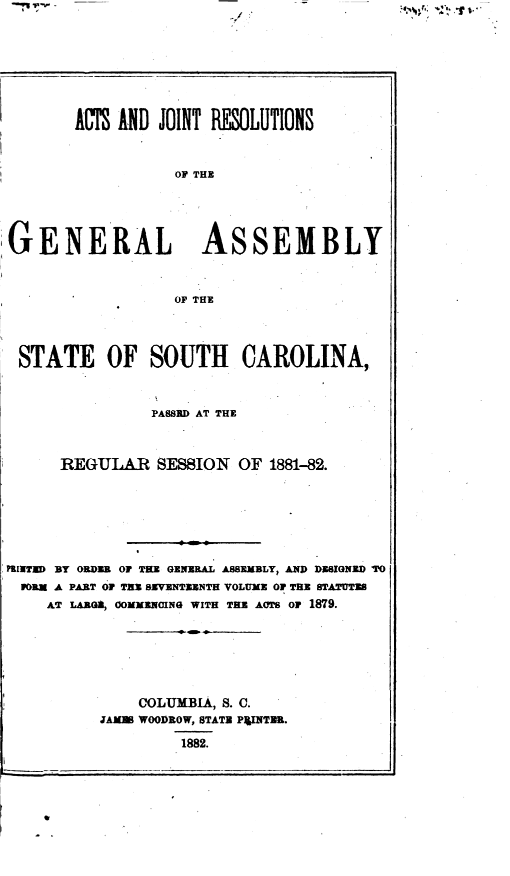 Acts of the General Assembly of South-Carolina