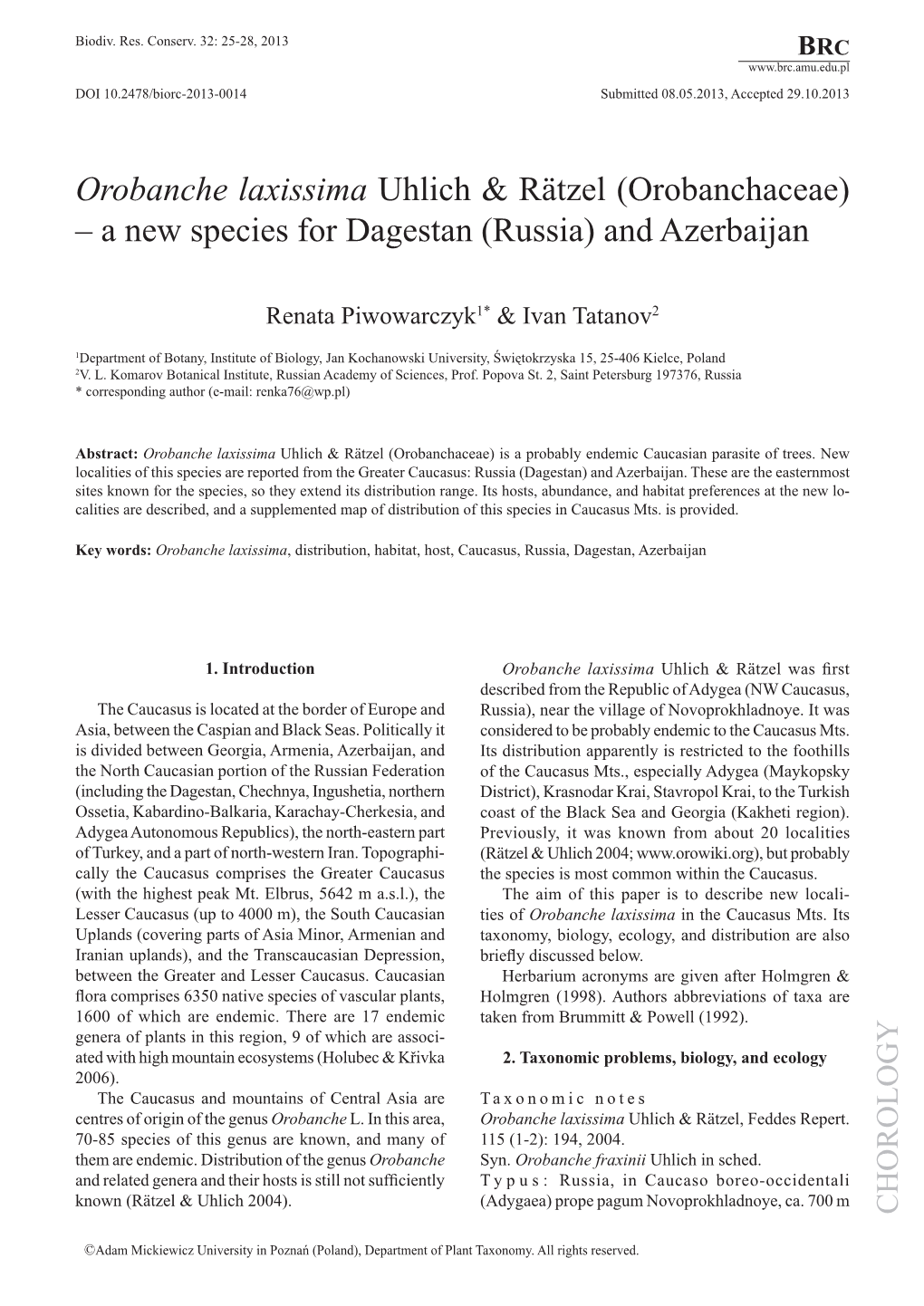 Orobanche Laxissima Uhlich & Rätzel (Orobanchaceae) – a New Species