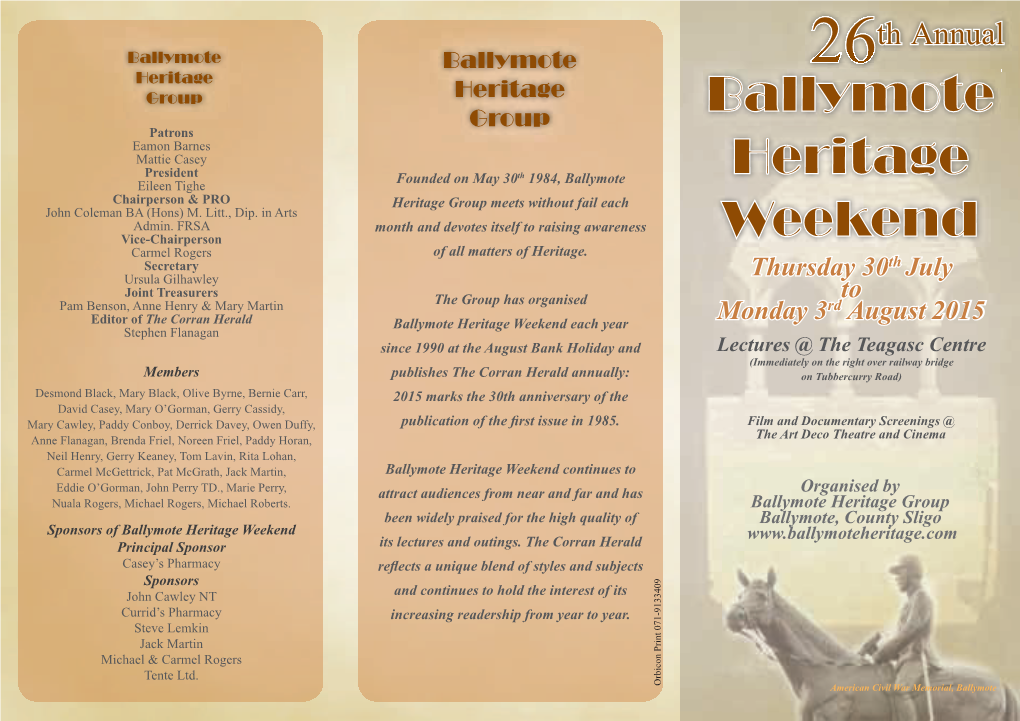 Ballymote Heritage Weekend Brochure 2015