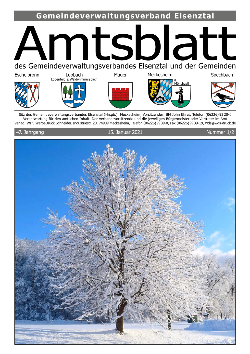 Amtsblatt Nr. 1+2 Vom 15.01.2021 (PDF-Datei)