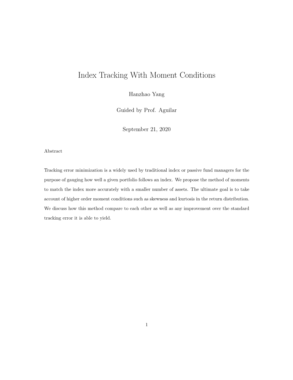 Index Tracking with Moment Conditions