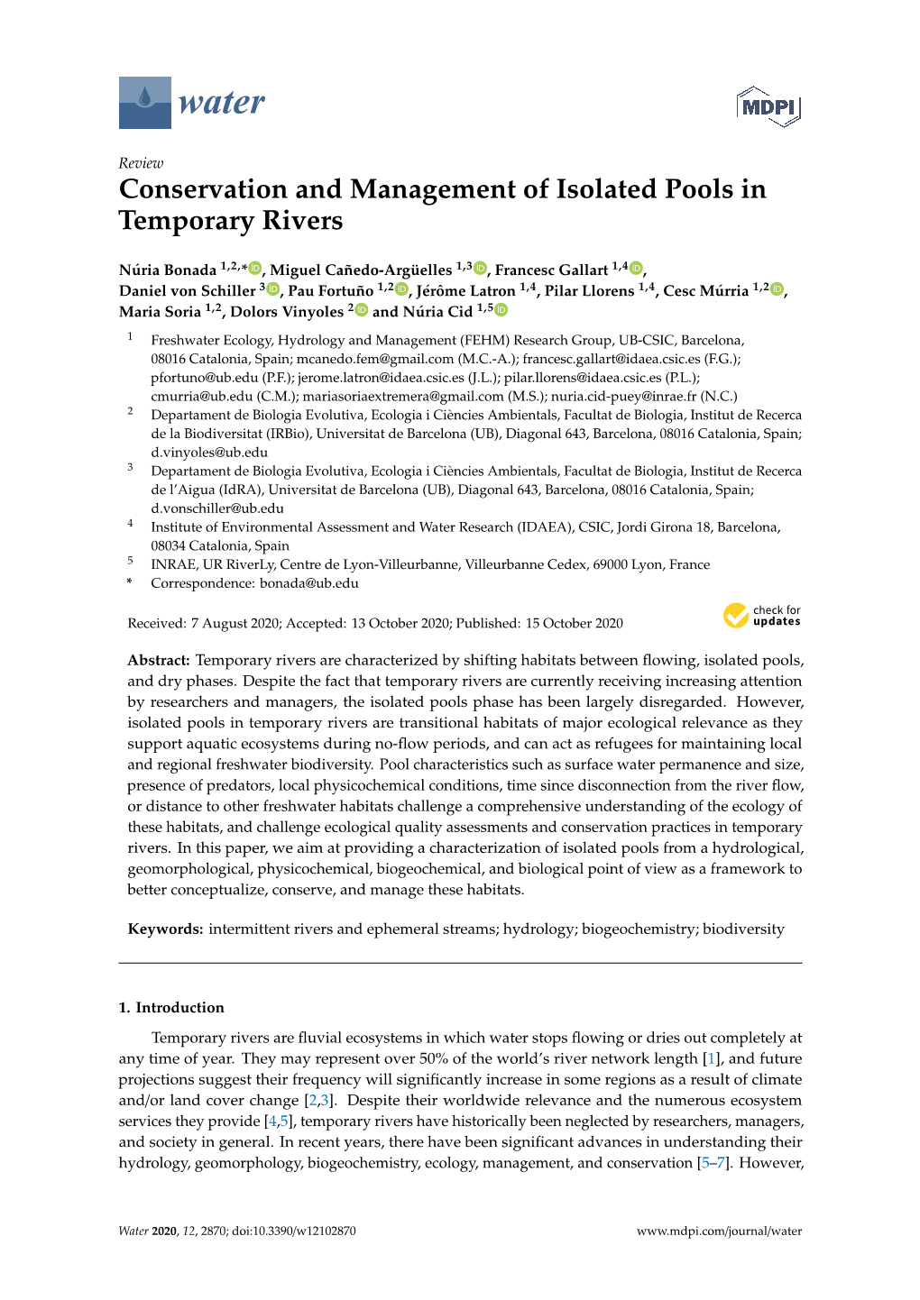 Conservation and Management of Isolated Pools in Temporary Rivers