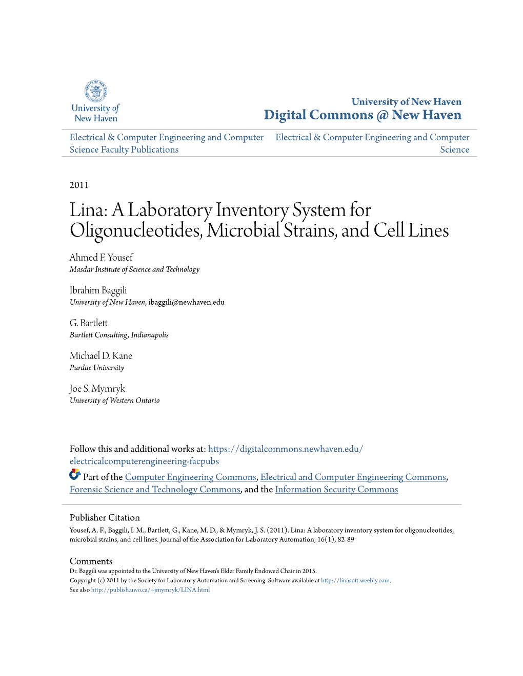 Lina: a Laboratory Inventory System for Oligonucleotides, Microbial Strains, and Cell Lines Ahmed F